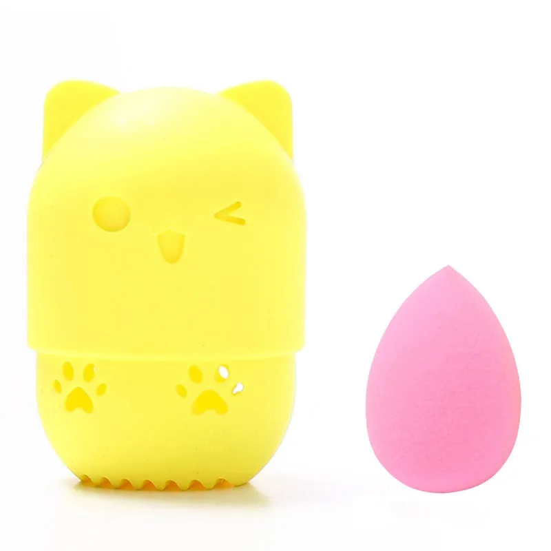 yellow-10pcs 10/20/30 шт мини губка яйцо с 10 Цвета Форма макияж губка силиконовый держатель для питьевой косметический слойка мини пуховка для пудры - Цвет: yellow-10pcs