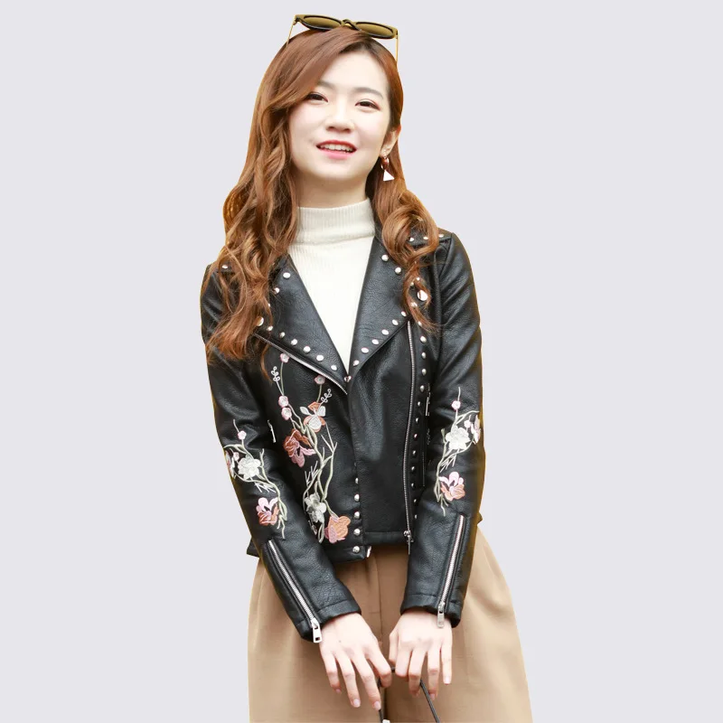 Новинка Весна 2020 женская кожаная тонкая короткая куртка из искусственной кожи с