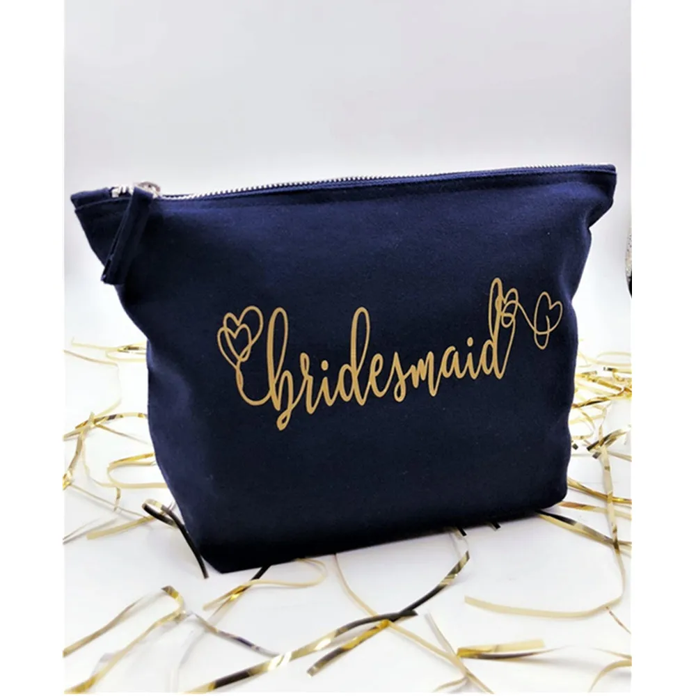Золотые сумки для макияжа подружки невесты с именем на заказ косметичка