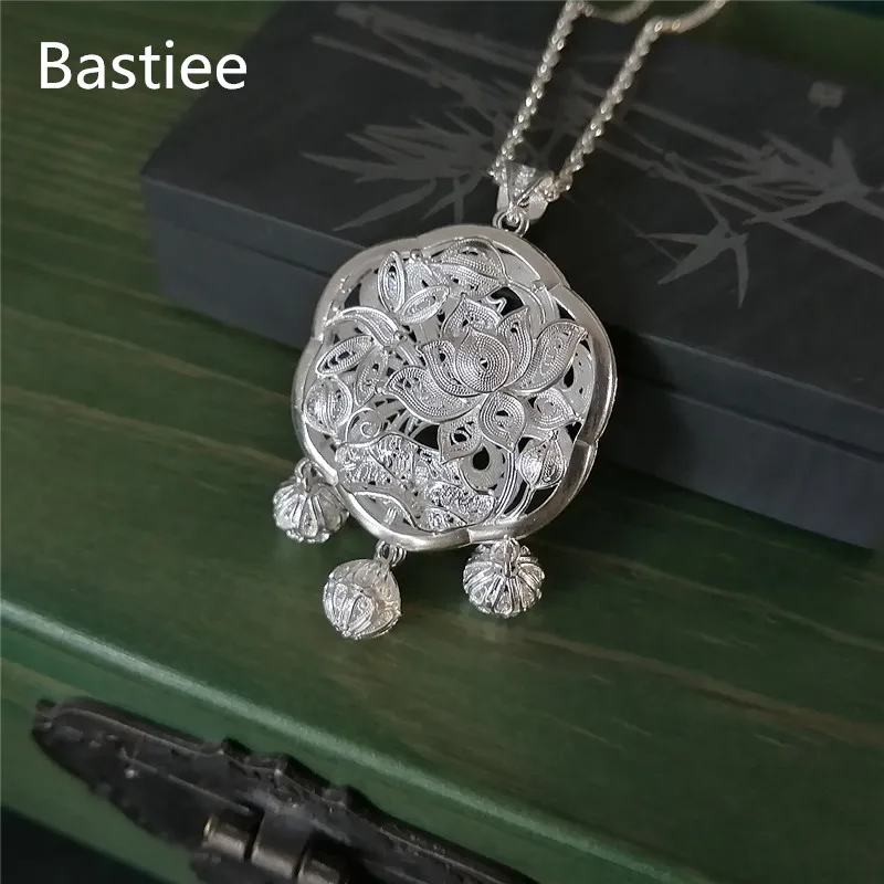 Bastiee цветок лотоса 999 детской подвески ожерелье антикварные украшения винтажные