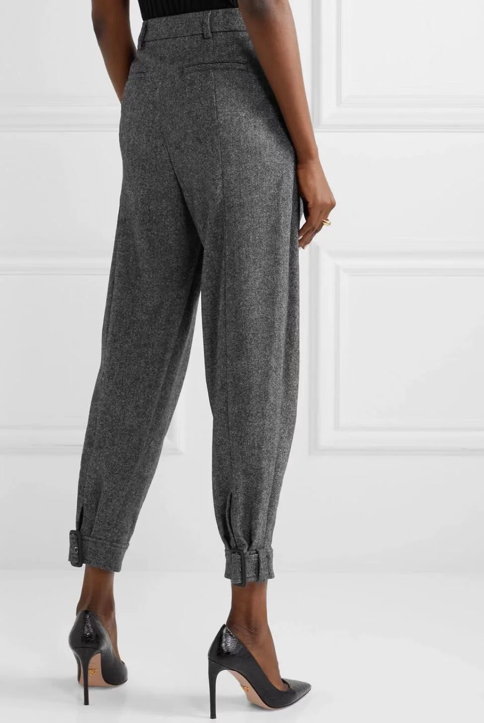 2020 Весенняя новая одежда женские модные серые шерстяные брюки элегантные