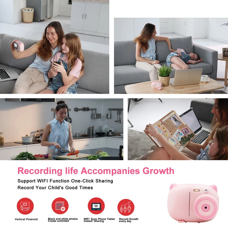 

Fun Instant Print Camera for Kids Camera with Print Paper Portable Creative Print Camera for Boys and Girls Gift