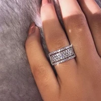 popular elegant rhinestone crystal ring for women wide love wedding engagement party rings jewelry