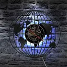 Настенные 3d-часы с глобусом, винтажные настенные часы со встроенной виниловой пластиной, на батарейках, подарок для путешествий