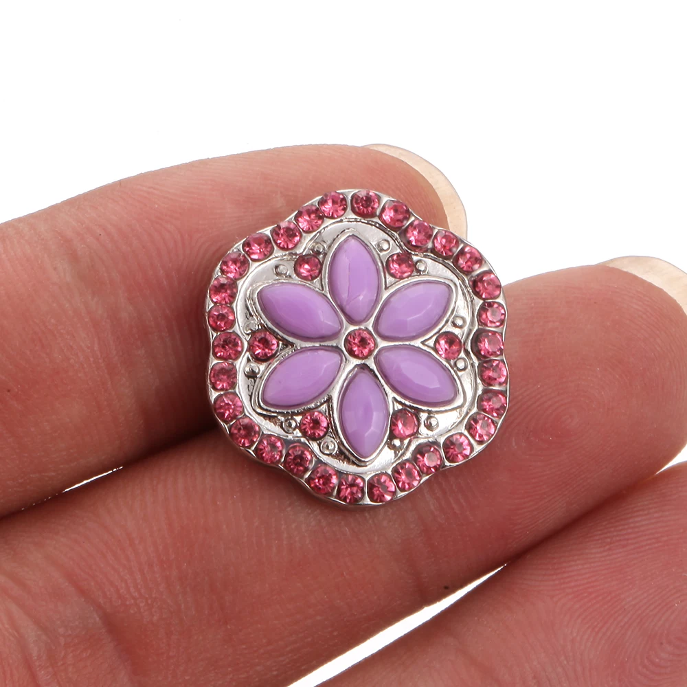 10pcs/lot Wholesale 18mm Snap Jewelry Rhinestone Flower Buttons Fit Metal Button DIY Bracelet | Украшения и аксессуары
