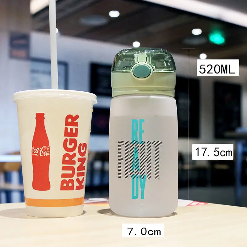 

Korean simple and fresh sports straw cup water cup frosted plastic cup student couple portable cup