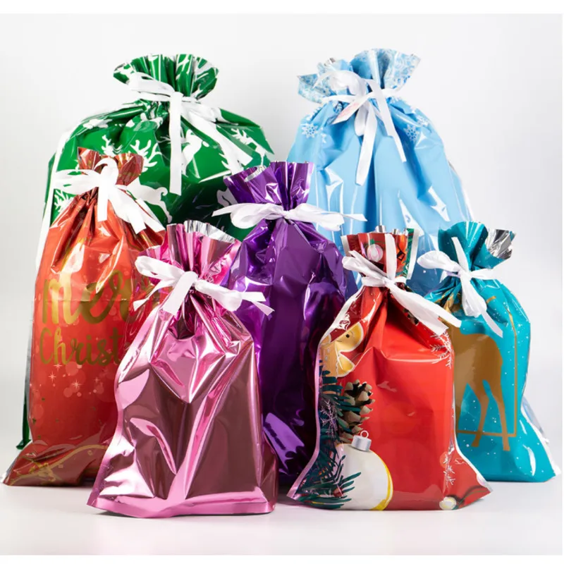 Сумка для подарков Санта Клауса конфетные сумки Снежинка Хрустящие на шнурке