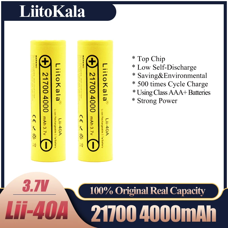 

2023 Hot LiitoKala Lii-40A 21700 4000mah Rechargeable Battery lithium 3.7V 10C discharge High Power batteries High Drain