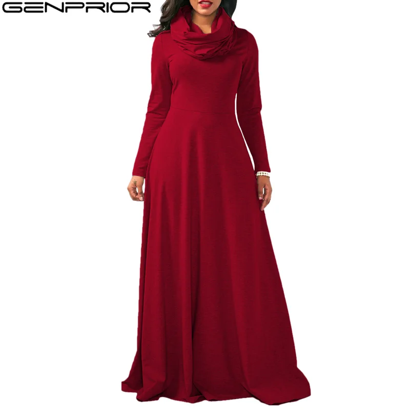 Женское осеннее пикантное платье GENPRIOR разных размеров с воротником-хомутом