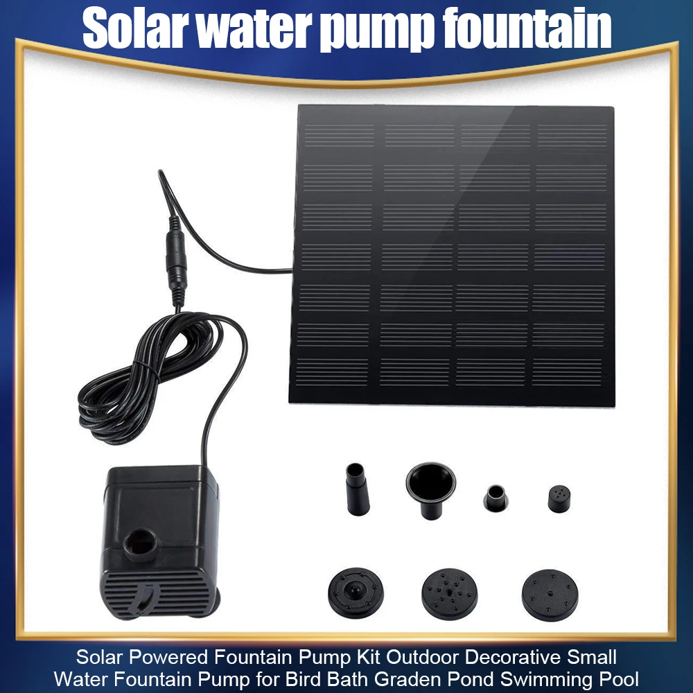

Solar Powered Fountain Pump Kit Outdoor Decorative Small Water Fountain Pump for Bird Bath Graden Pond Swimming Pool