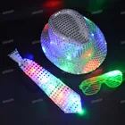 Светящиеся блестки, стиль хип-хоп, шляпа, светящиеся очки, галстук, светодиодный подарок на вечеринку, косплей, день рождения, свадьбу, фестиваль