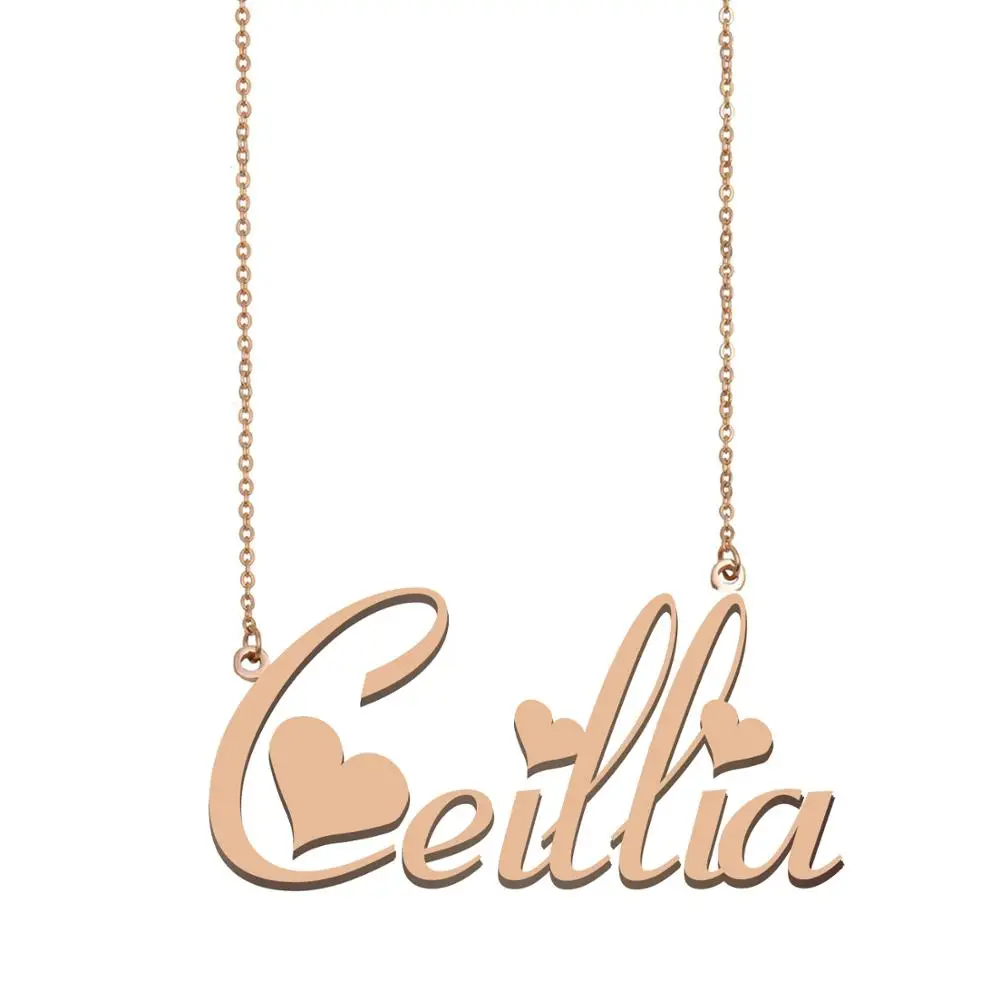 

Ceillia Name Necklace Gold Pendant Nameplate Necklace custom for Women Girl Family Best Friend Birthday Gift Jewelry