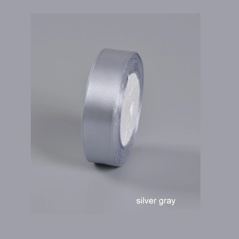 silver gray 25 ярдов 25 мм ширина Свадебная вечеринка Декор атласная лента Рождество год упаковка материал вечерние украшения для дома подарочная упаковка - Цвет: silver gray