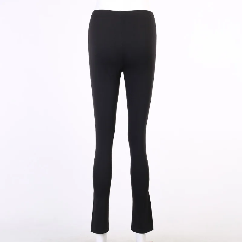 

2021 Spring Autumn Women Fashion Streetwear Casual Trousers High Waist Solid Cut Out Skinny Bodycon Pants