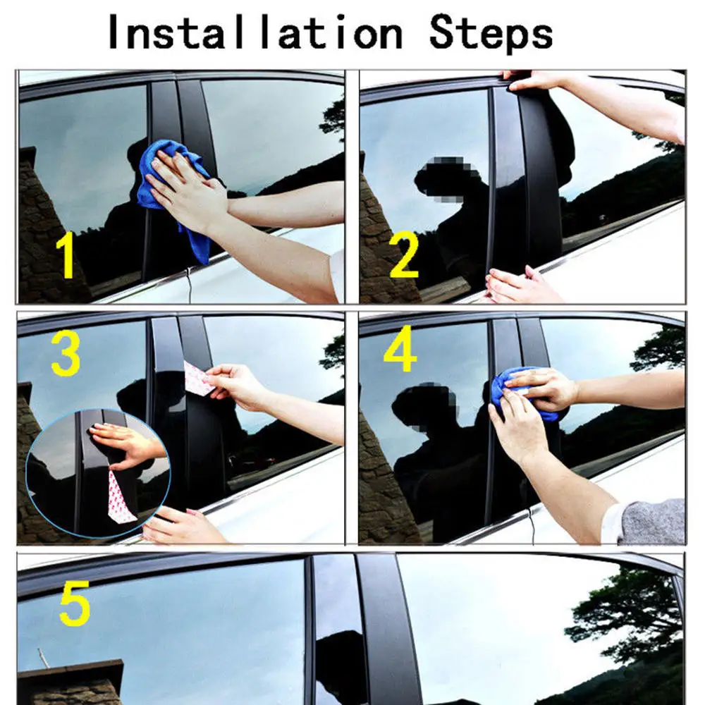 

8PCS Middle Column BC Column sticker For Nissan X-Trail Rogue 14-18 Shiny Mirror Effect Window Center Pillar Cover