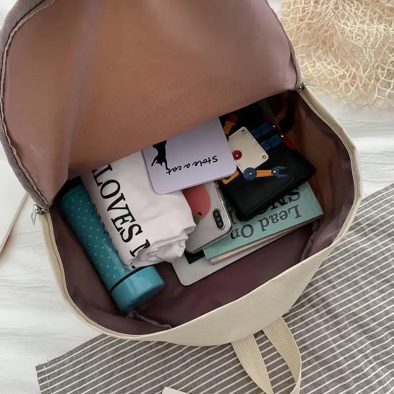 

Backpacks Women Colorful Solid School Students Book-bags High-capacity All-match Travel Chic Casual Unisex Daily Korean Style