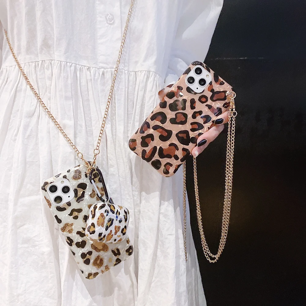 

For IPhone 7/12MINI/XS/XSMAX/XR/11/11PROMAX/7P/8P/7/11PRO/12PROPRO/12/8 Leopard Print Diagonal Strap Phone Case