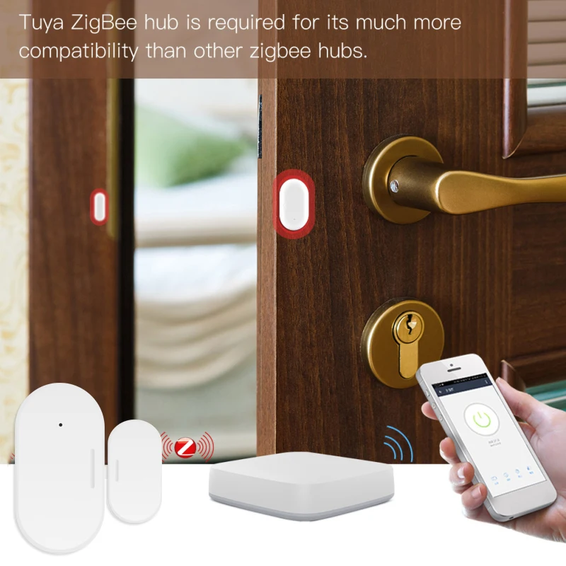 Датчик для умного дома Tuya Wi-Fi датчик дверей Zigbee работает с приложением