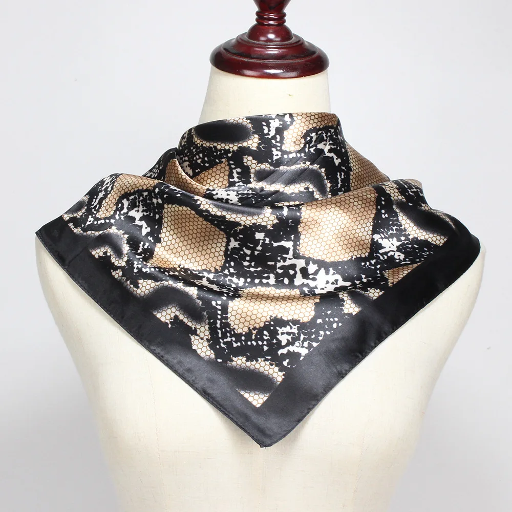 

Silk Scarves Women Foulard 90*90cm Square Head Hijab Scarf Ladies chiffon Shawl wrap muffler pareo Bandanna female Snakeskin