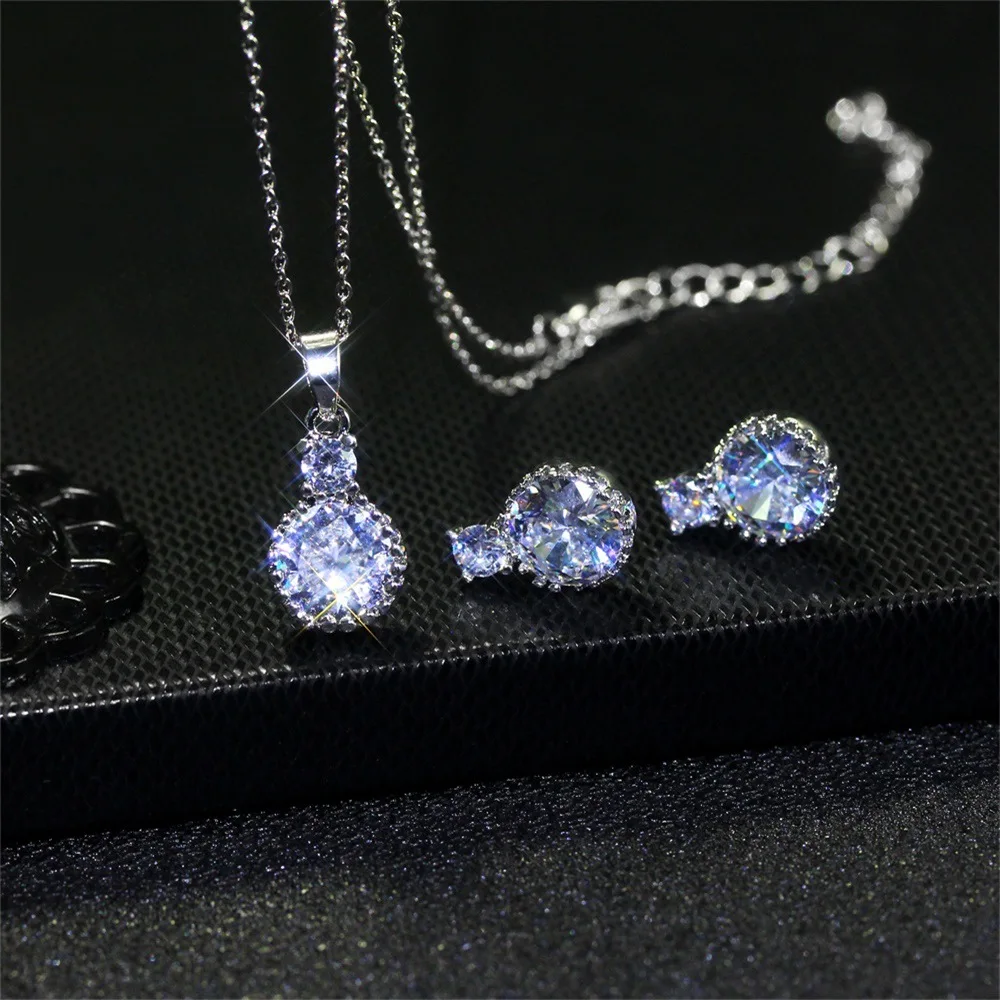 

Set The New High-grade Navy 8 Shape Jewelry Zircon Set Trendy and Popular Gourd Suit Ideas Necklace Set For Women Gift Wholesale