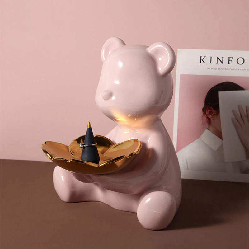 3D Керамика фигурка медведь дома украшения статуя животного хранения ключей