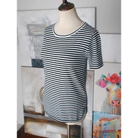 yuninyoyo limit the quantity of factory clearance special price black and white striperound neck knitted comfortable t shirt