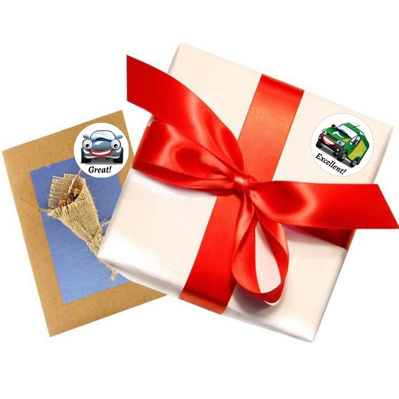 

500Pcs / Roll Truck Stickers Paper Perforated Stationery Stickers Christmas Sticker Construction Car Birthday Party For Kids