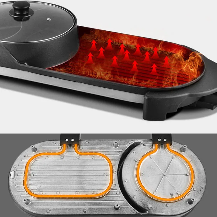 Большой 2в1 бездымный Электрический гриль для барбекю двойной вкус горячий