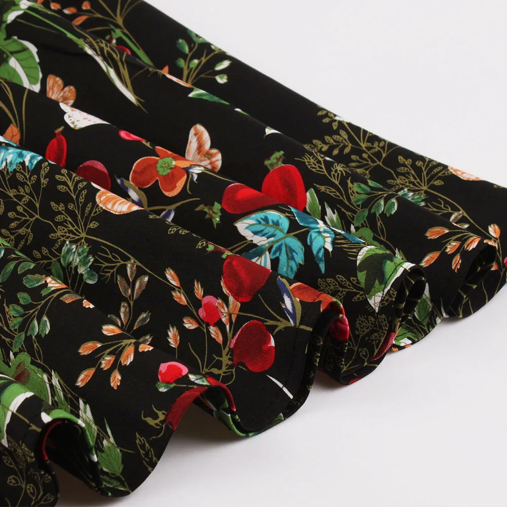 Черное винтажное платье с цветочным принтом женское сексуальное v-образным