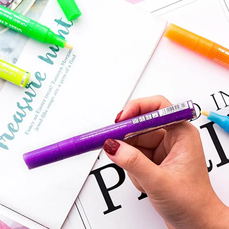 

12 color Glitter marker pen 11.5cm writing Pigment ink Water-based Non toxic drawing School Art supplies