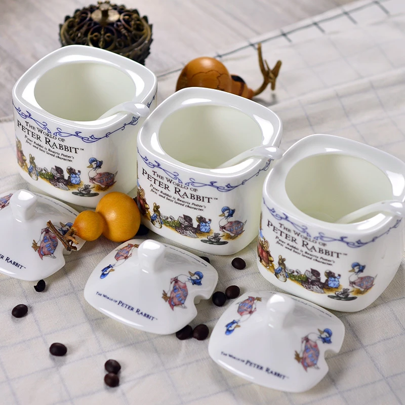 Peter Rabbit Export Order Best Quality Sugar Bowl Kitchen Tools Salt Spice Tin Spices Container Honey Jar Suikerpot Zuccheriera