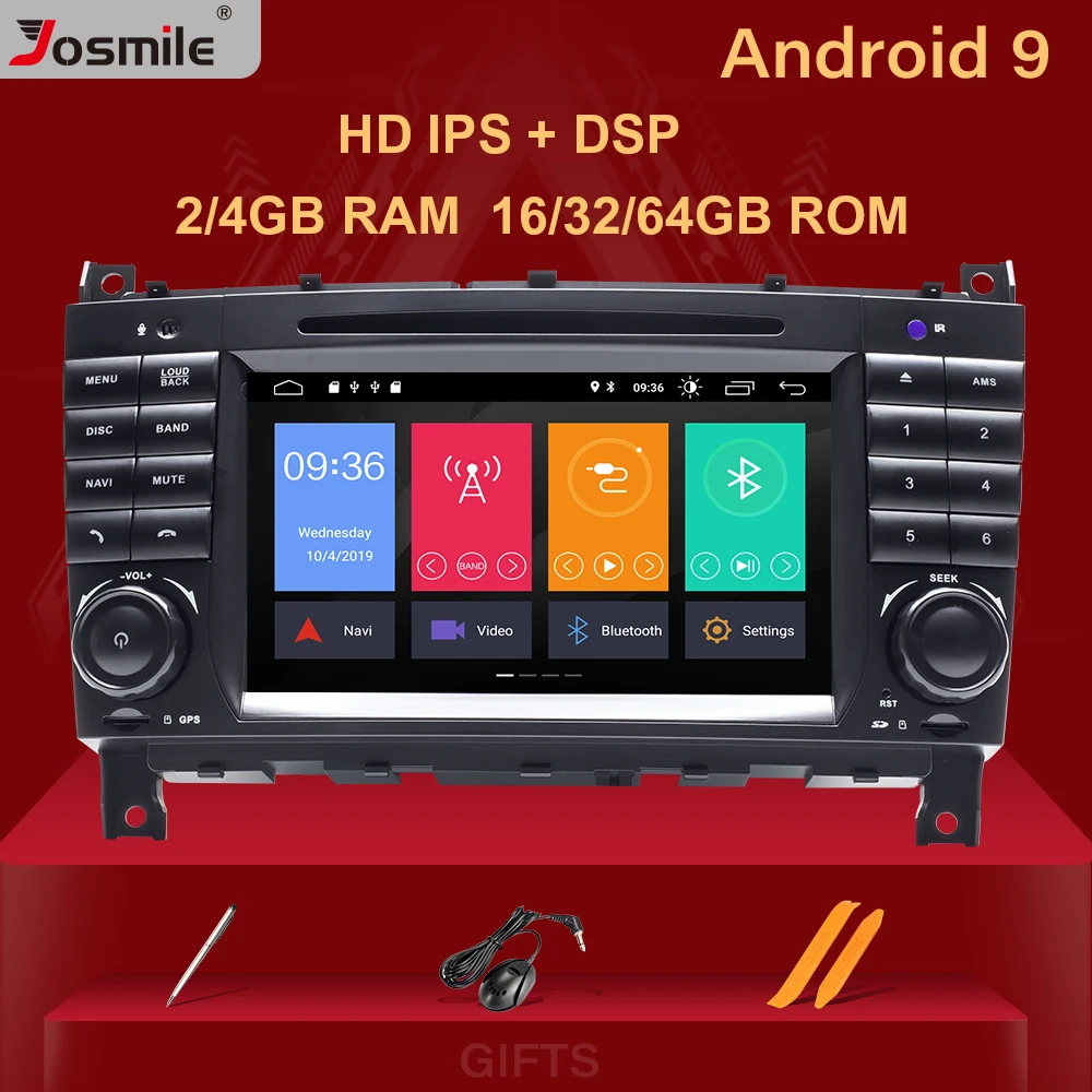 Авторадио 2 Din Android 9 0 автомобильный dvd плеер для Mercedes BenzC Classs CLC W203 CLK W209 2004 2007 C200 C230