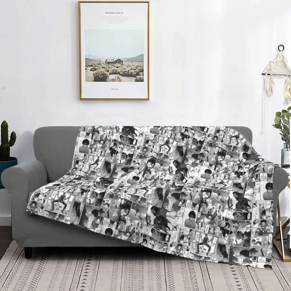 

Панельное одеяло Levi Ackerman с рисунком манги, теплое покрывало из аниме «атака на Титанов», плюшевое мягкое покрывало, Фланелевое покрывало дл...