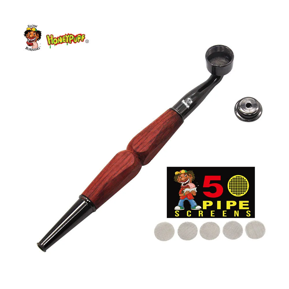 Honeypuff Metal Herb Smoking Pipe Ebony Wood &amp Zinc Alloy 175MM Bowl Cigarette Holder Hand Spoon Pipes | Дом и сад