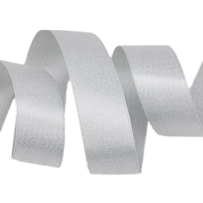 (5 м/лот) 25 мм белая Серебряная блестящая Двусторонняя сатиновая подарочная лента