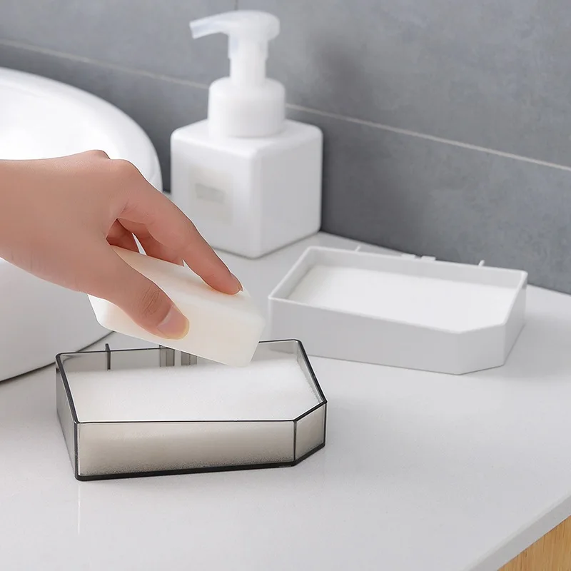 

Minimalism Non-Marking Paste Soap Box Perforated Toilet Soap Box Sponge Soap Box Wall Hanging Drain Soap Holder