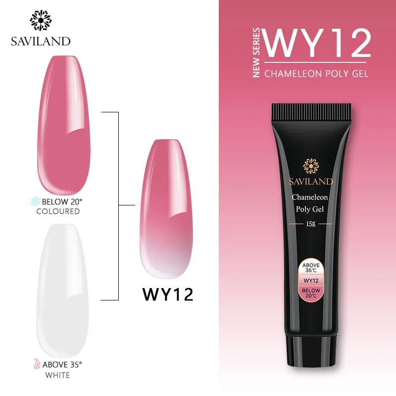 15ml WY12 Saviland 30 мл Гель-лак акриловый полигель изменение температуры многоцветный Алмазный полигель для ногтей быстрое строительство УФ-набор для ногтей - Цвет: 15ml WY12