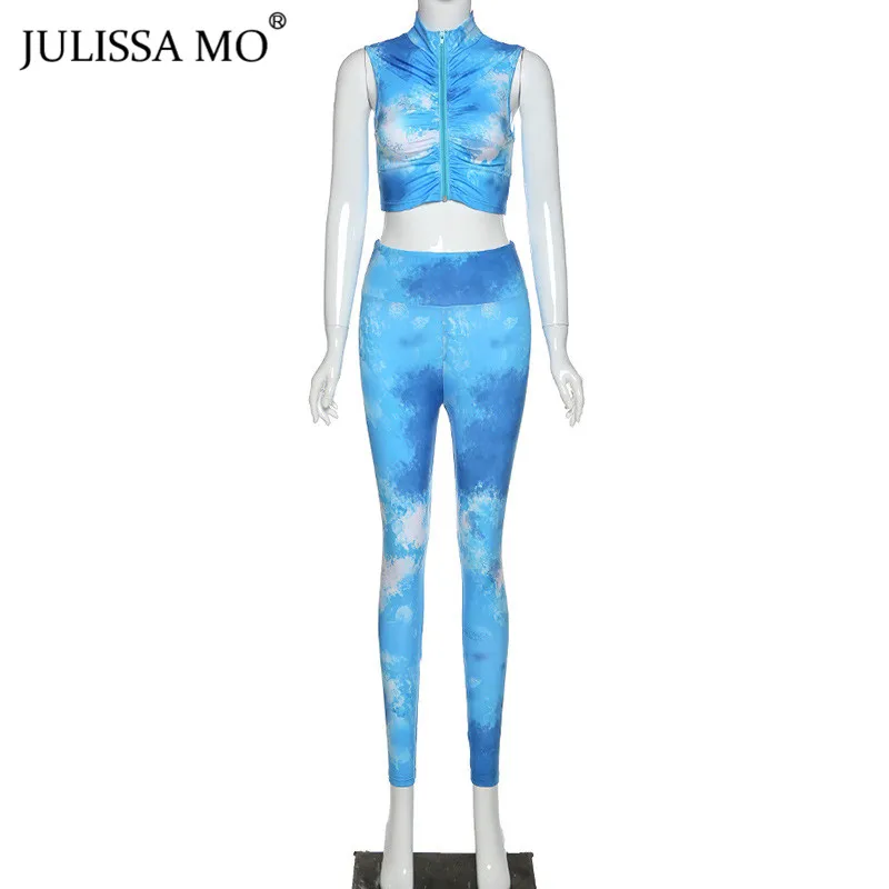 Женский спортивный костюм JULISSA MO из двух предметов короткий топ на молнии и