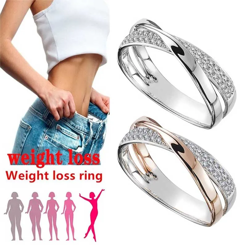 

Silver Two Tone X Shape Criss Cross Ring for Women Wedding Trendy Jewelry Dazzling Micro Paved CZ Stone Weight loss ring