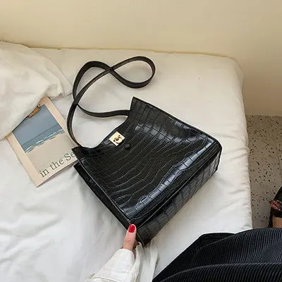 black Винтажные крокодиловые женские сумки через плечо, повседневные сумки, Deisgner, сумка через плечо, Роскошные Сумки из искусственной кожи, большие кошельки - Цвет: black