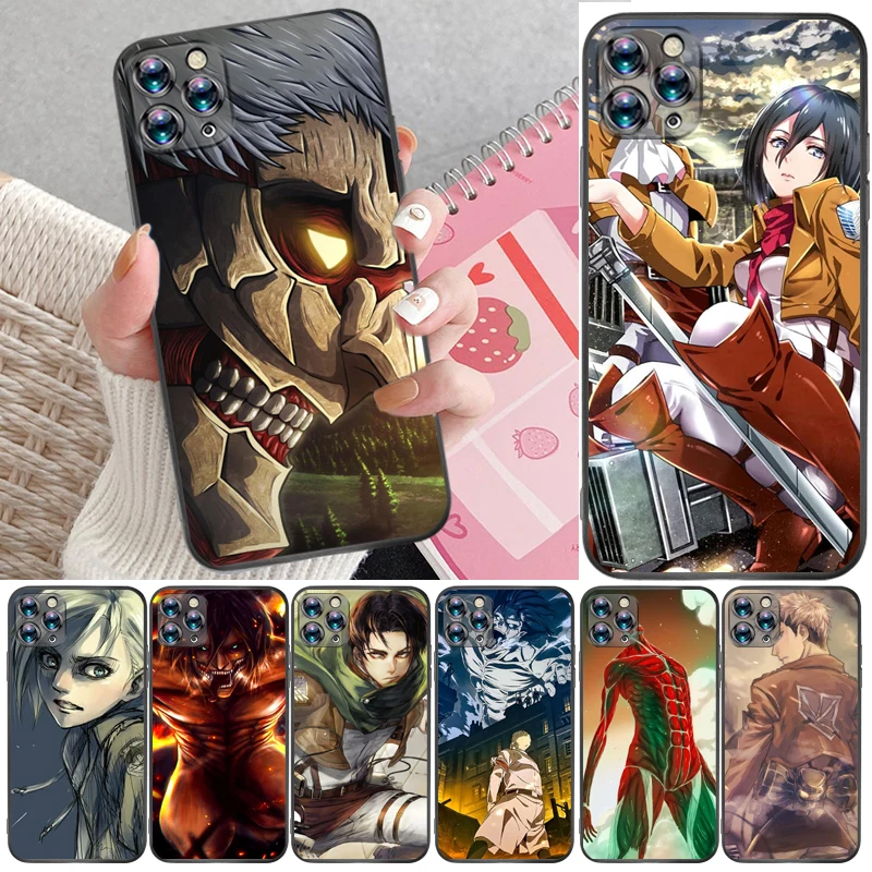 

Attack On Titan Eren Jager Mikasa Ackerman Armin Arlert Levi Phone Case For iPhone 12 Pro Max SE 2020 Mini Carcasa Funda