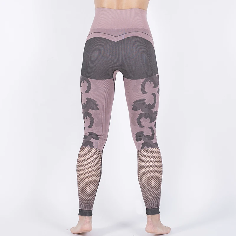 Женские энергетические бесшовные леггинсы сексуальные дышащие сетчатые