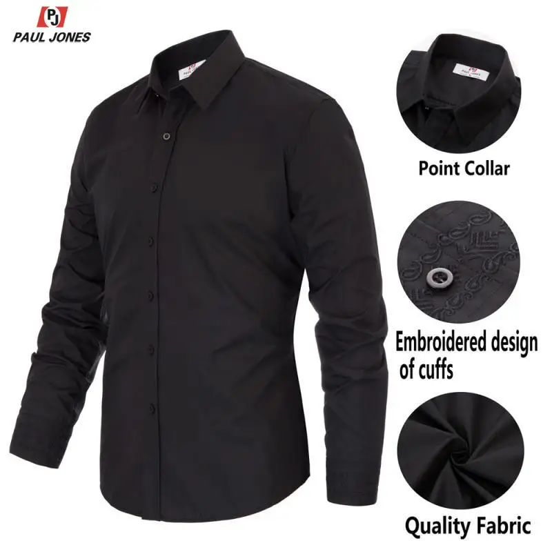 Мужская рубашка с длинным рукавом PAUL JONES Классическая из хлопка жестким