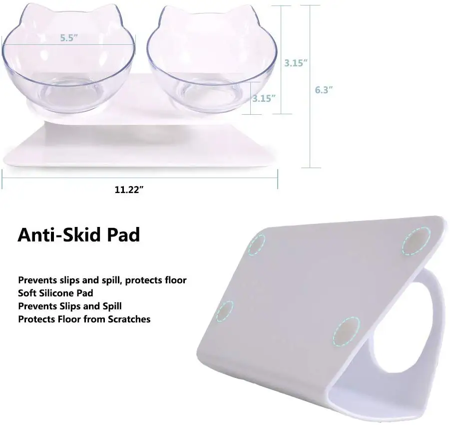 Нескользящая миска для кошачьей еды двойные миски кошек и собак повышенная воды
