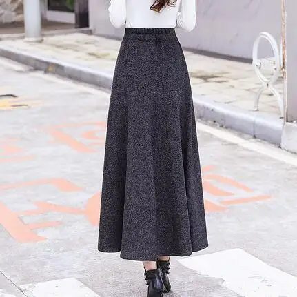 Шерстяные юбки с высокой талией женские зимние 2020 шерстяная длинная