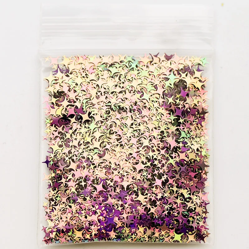 

50g/bag Glitters The Four Point Angle Star Sequins Nail Accessories Manicure Laser Thin Sequins Colorful 3D Shiny Paillettes