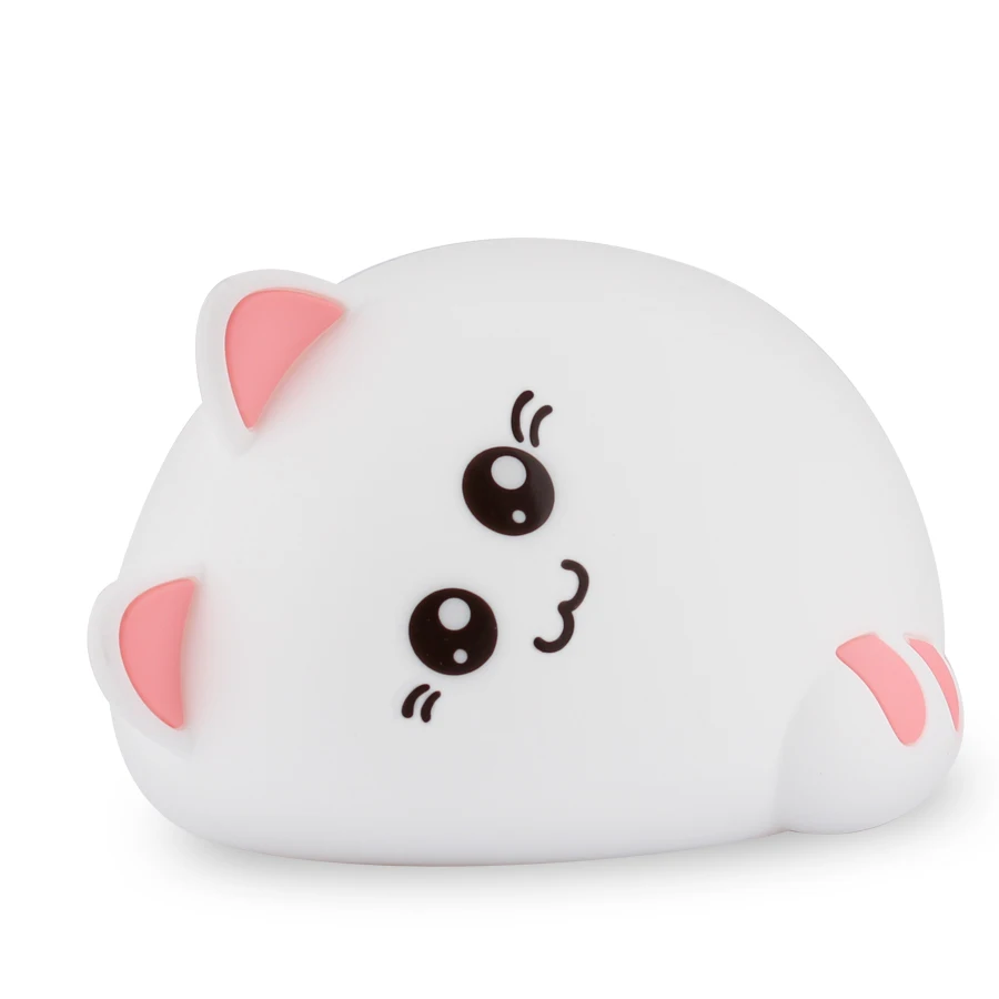 Ночник лампа USB перезаряжаемая мультяшная кошка LED Животное стиль силиконовая