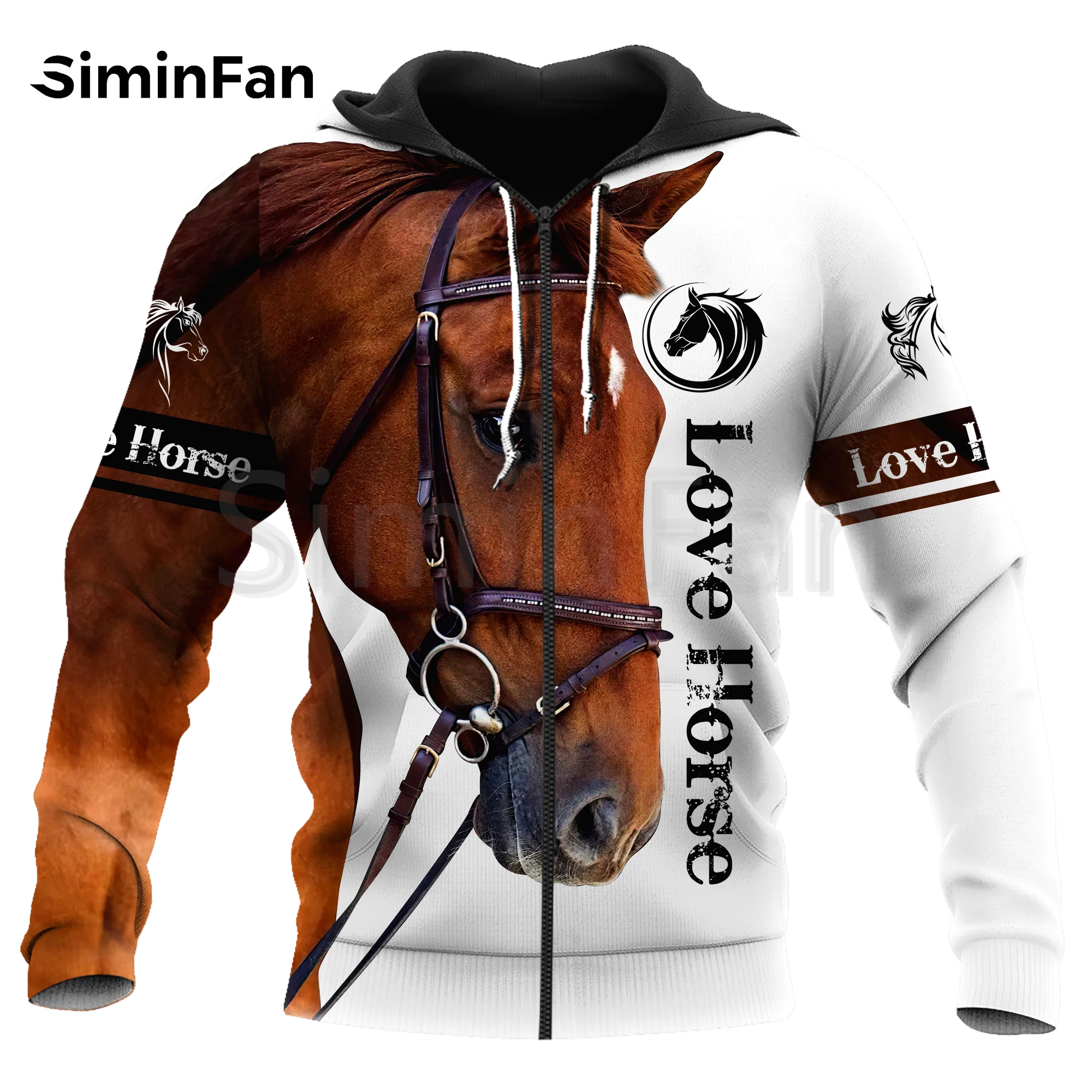 Мужские толстовки с 3D принтом Love Horse художественный Повседневный Свитшот унисекс