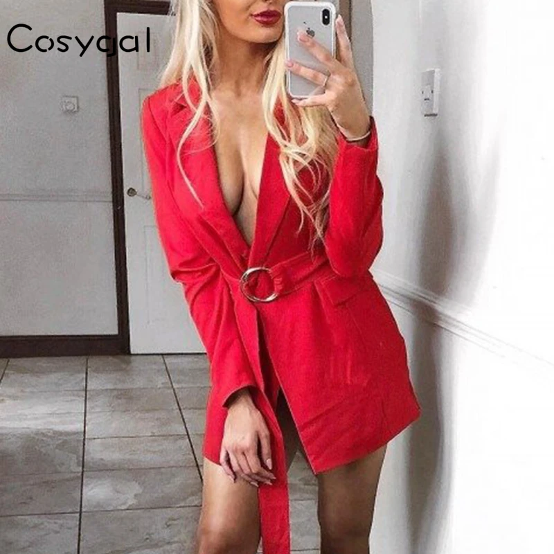 COSYGAL 2019 офисные сексуальные платья блейзеры женские неоновые осенне зимние с