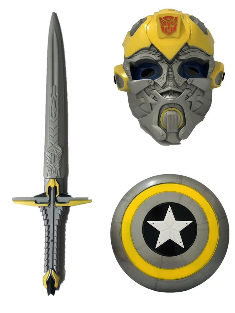 3 шт. светящийся Человек-паук Железный человек Шмель Голосовая вспышка щит маска